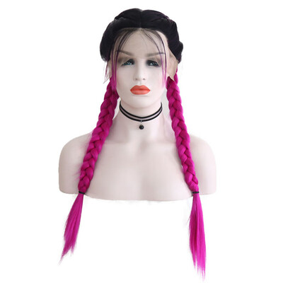 

〖Follure〗Synthetic Baby Hair Braided Double Lace Front Wig Long Black Ombre Black Wigs