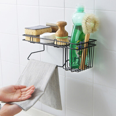 

Bathroom Wall Mount Storage Rack Shelf Brush Kitchen Utensils Draining Holder