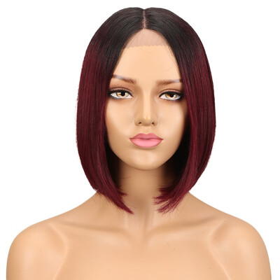 

Noble Human Hair Lace Front Wigs For Women Brazilian Remy Hair Straight Short Bob Wig Pre Plucked Black Brown wig free shipping