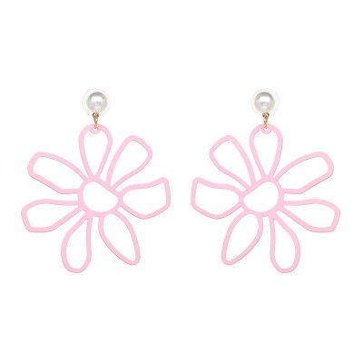 

AOTEMAN 6 colors 2019 new Cute Sipmle Daisy Earrings Trendy Big Metal Flower Statement Dangle Earrings For Women Wedding Brincos