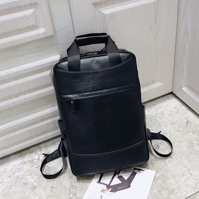 

European&American double - shoulder pack male large - capacity rain - proof pu - leather backpack personality fashion college