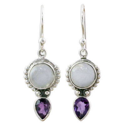 

Women Vintage Jewelry Sterling Silver Moonstone Earrings Gemstone Dangle Hook Stud Earring Engagament Wedding Gift