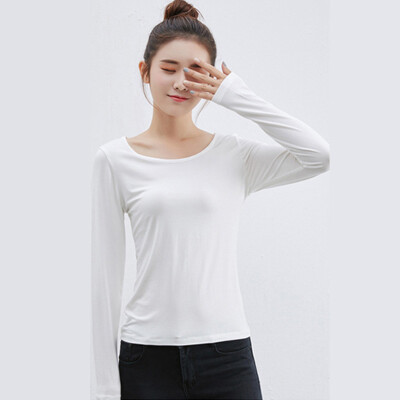 

Womens Long Sleeve Solid Round Neck Pullover Blouse Party Casual T-Shirt Tops