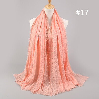 

Solid color high quality hairy cotton yarn pearl accessories headscarf cotton&crease monochrome womens scarf hot sale