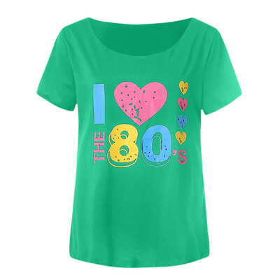 

Starmoon Women Summer O-Neck 80S Printed Short Sleeve Loose Casual Tops T-Shirt Blouse