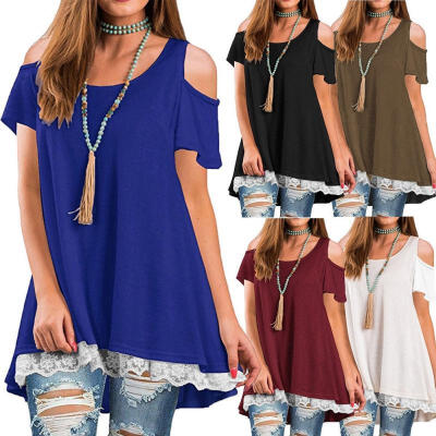 

Summer Women&39s Off Shoulder Crew Neck Chiffon T-Shirt Ladies Casual Tops Blouse