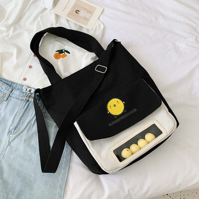 

Ins canvas bag female oblique satchel student large capacity single shoulder bag summer Korean version 100 canvas bag Japanese dep