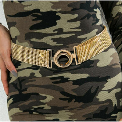

Fashion Women&39s Crystal Diamond Waist Belt Wide Chain Full Rhinestone Waistband