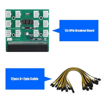 

Greensen 12x 6Pin Breakout Board with 12pcs 62pin Cable for HP PSU PC Power Supply 50cm