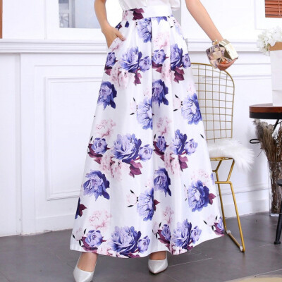 

Roseonmyhand Ladies Spring And Summer Print Fashion Casual Skirt Retro Big Skirt