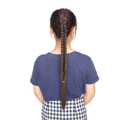 

21 Inches Ponytail Fishtail Braid Extension Long Clip on Bun with Claw Clip Synthetic Ponytail Hairpieces