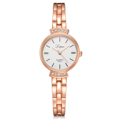 

Luxury Women Watches Rose Gold Dial Ladies Rhinestone Quartz Wristwatch Fashion Alloy Strap Clock Dress Gift Zegarki Damskie