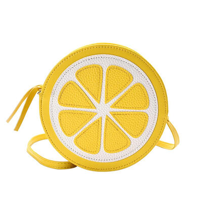 

Women Round Lemon Pattern Crossbody Bag Zipper Mini Sling Shoulder Handbags
