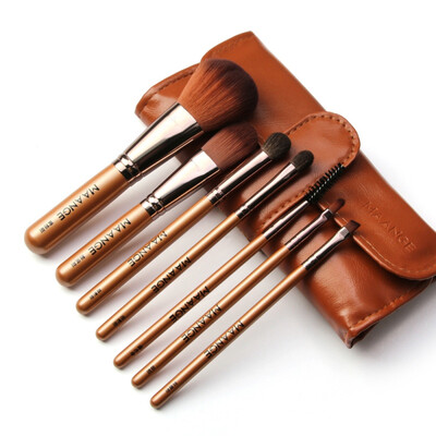 

7 Pcs Champagne Colored Makeup Brushes Tool Set Removable Multifunction Beauty Make Up Brush with Makeup Bag