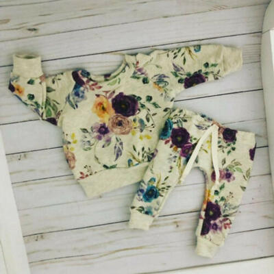 

Toddler Baby Girl Clothes Long Sleeve Flower TopsLeggings Pants 2PCS Outfit Set