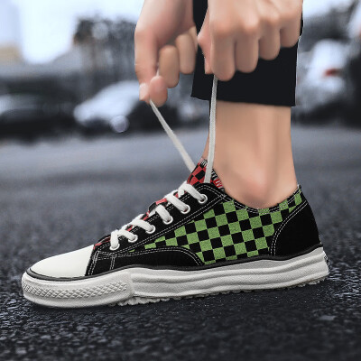 

Shoes mens tide shoes new summer color personality checkered canvas shoes casual shoes Joker