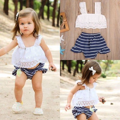 

Newborn Kids Baby Girls Outfits Clothes Hollow T-shirt Top BlouseShort Pants