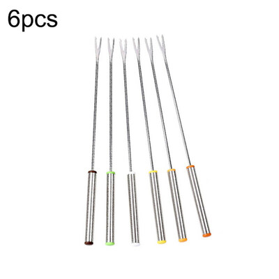 

6Pcs 24cm Stainless Steel Tableware Fondue Fruit Dessert Forks Kitchen Bar Tools