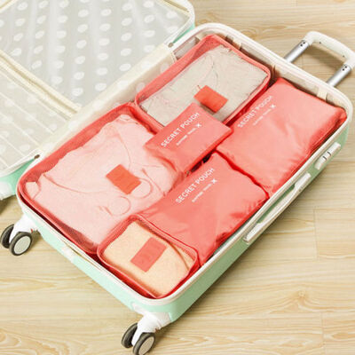 

2019 New Style 6 Pieces Letter Zipper Clothes Underwear Socks Packing Cube Storage Travel Luggage Organizer Bag
