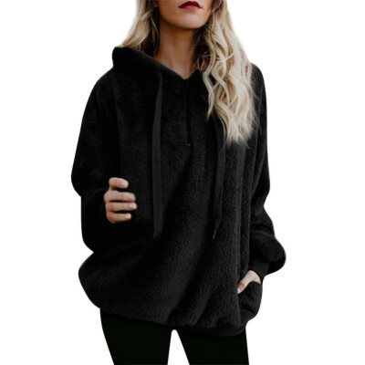 

Women Warm Fleece Hooded Fluffy Hooded Sweatshirt Zipper Hoodies Winter Jumper