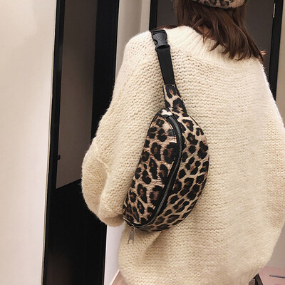 

Gobestart Neutral Outdoor Zipper Leopard Print Messenger Bag Sport Chest Bag Waist Bag