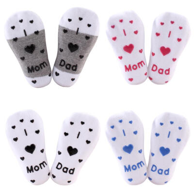 

Cute Kids Boys Girls Heart Letter Print Cotton Socks Infant Anti-slip Socks