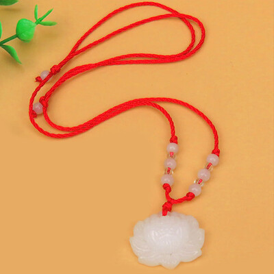 

Natural Simulated Jade Green Flower Pendant Necklace Fashion Lucky Charm Gift