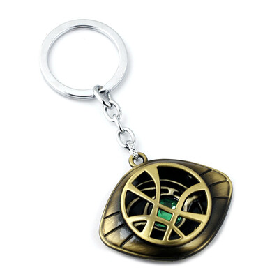 

Doctor Strange Necklace Eye of Agamotto Alloy Key Chain Costume Prop Stone Pendant Exquisite Retro Key Ring