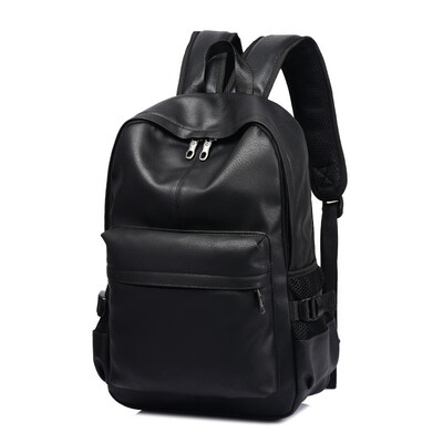 

PU Leather Backpack Laptop Rucksack Basic Business Travel Backpack for School College Water Resistant Bookbag Black