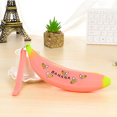

hengwei Large capacity stationery bag cute silicone fruit stationery bag creative portable coin purse