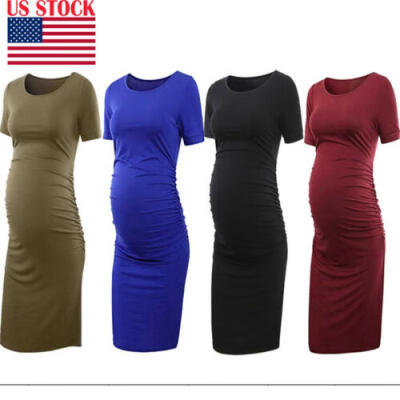 

Pregnant Summer Dress Women Maternity Short Sleeve Casual Short Dress Sundress