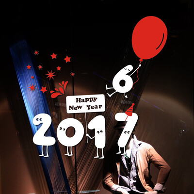 

〖Follure〗Happy New Year 2017 Merry Christmas Wall Sticker Home Shop Windows Decals Decor