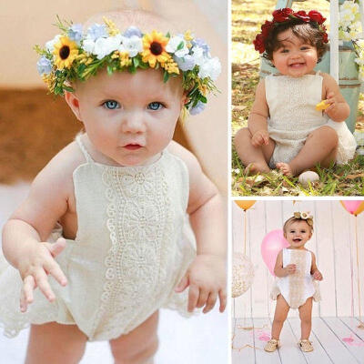 

Newborn Kids Baby Girl Clothes Lace Floral Romper Jumpsuit Bodysuit Sunsuit Outfits 0-24M