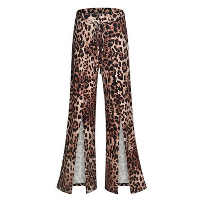 

Women High Split Pants Harem Palazzo Ladies Leopard Floral Dot Wide Leg Trousers
