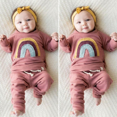 

US Newborn Kids Baby Girl Long Sleeve Tops Ruffle Leggings Pants Clothes 0-3Y