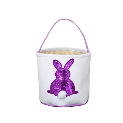 

Gobestart Easter Egg Basket Holiday Rabbit Bunny Printed Canvas Gift Carry Eggs Candy Bag