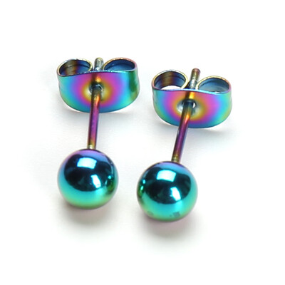 

345mm Stainless Steel Round Ball Ear Stud Earrings MenWomens Jewelry Gift