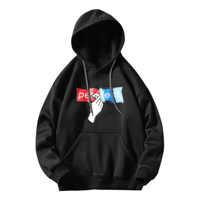 

Hand&Letter Print Drawstring Hoodie