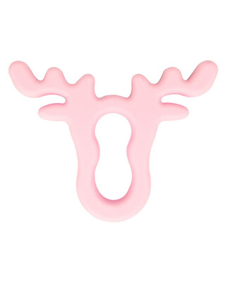 

2020 Hot Soft Material Deer Cartoon Animal Silicone Baby Moose Head Shape Teether Necklace Chew Teething Toy