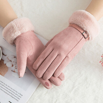 

New Fashion Winter Women Gloves Touch Screen Warm Thick Velvet Lady Full Finger Gloves