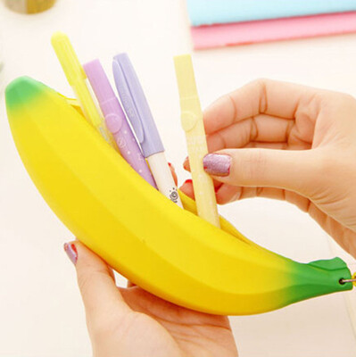 

Siaonvr Novelty Silicone Portable Banana Coin Pencil Case Purse Bag Wallet Pouch Keyring