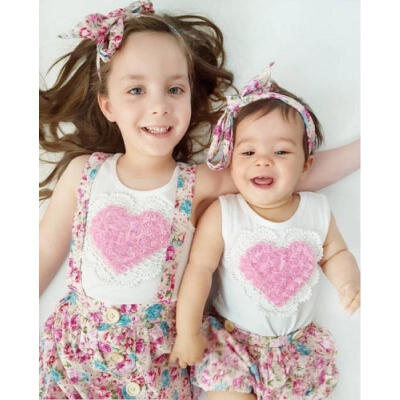 

Newborn Baby Kids Girl Sister Matching Cotton Clothes T-shirt Dress Pants Outfit