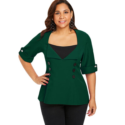 

Plus Size Two Tone Dip Hem Top