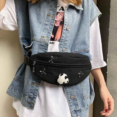 

2019 new tide net red canvas small bag female slung wild ins Korean students popular girl chest bag