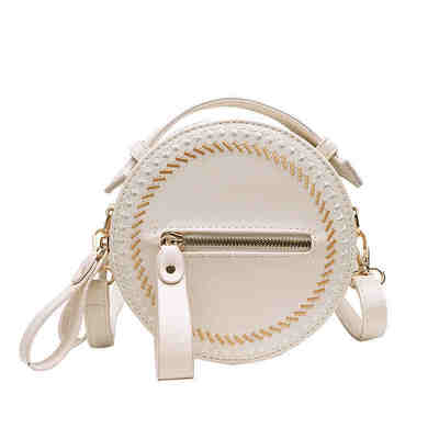 

Women Suture decoration Round Shoulder Messenger bag New women PU Leather Crossbody Casual Satchel Bag Adjustable shoulder strap