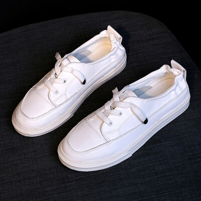 

Shallow-mouthed single-shoe small white-shoe white-shoe pregnant women spring Korean version of studentsflat-soled canvas sho