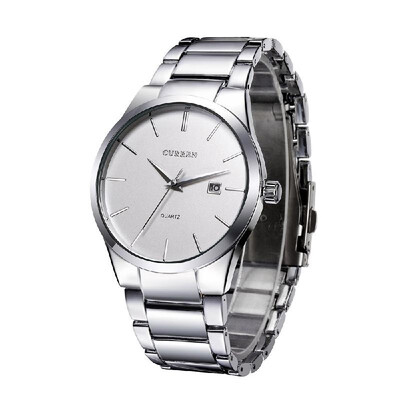 

CURREN Vintage Wristwatch Simple Dial Plate Stainless Steel Watch with Calendar