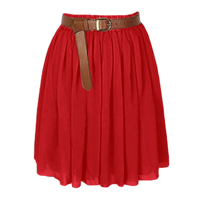 

Roseonmyhand Women Mini Skirt Girl Chiffon Short Dress Pleated Retro Elastic Waist Skirt