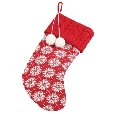 

New Hot Knitted Christmas Stockings Ornaments Gift Holders With Two Pom-Poms Xmas Tree Fireplace Hanging Seasonal Decorations
