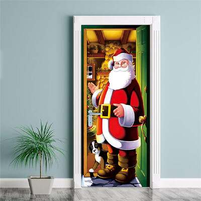 

Toponeto Merry Christmas Removable Door Mural Wall Sticker Xmas Home Decal